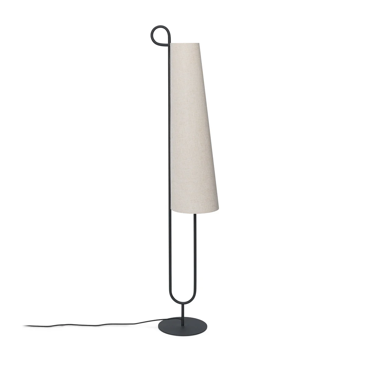 Ferm Living - Ancora Stehleuchte, Gestell schwarz / Leuchtenschirm natur