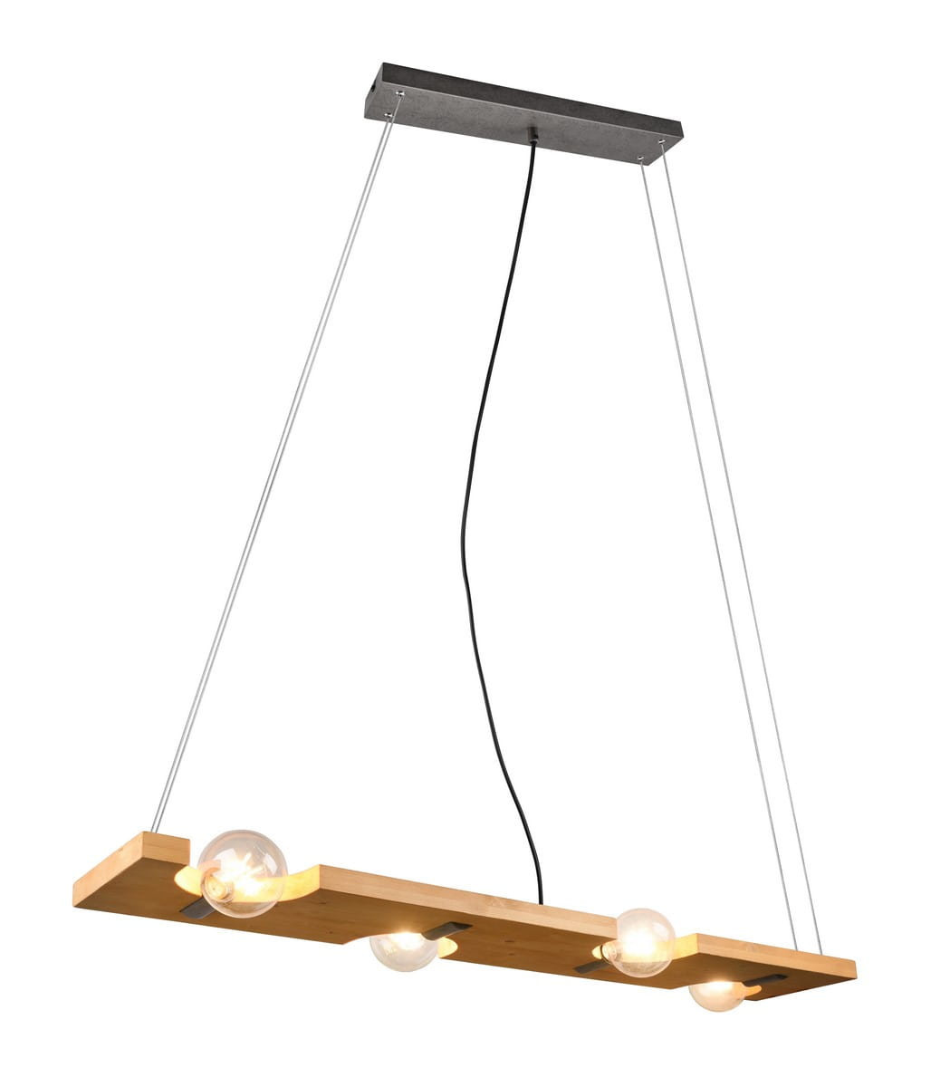 Lampa wisząca czarna-jasne drewno TAILOR 4xE27x10W wym: 150x115x20 cm Trio