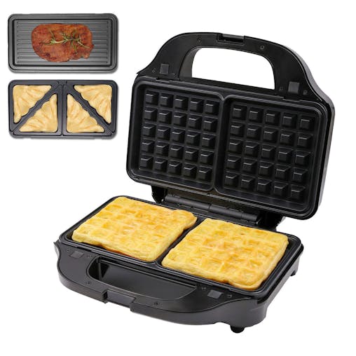 Sandwich Press w/ 3 Interchangeable Plates Incl Toasties & Waffles
