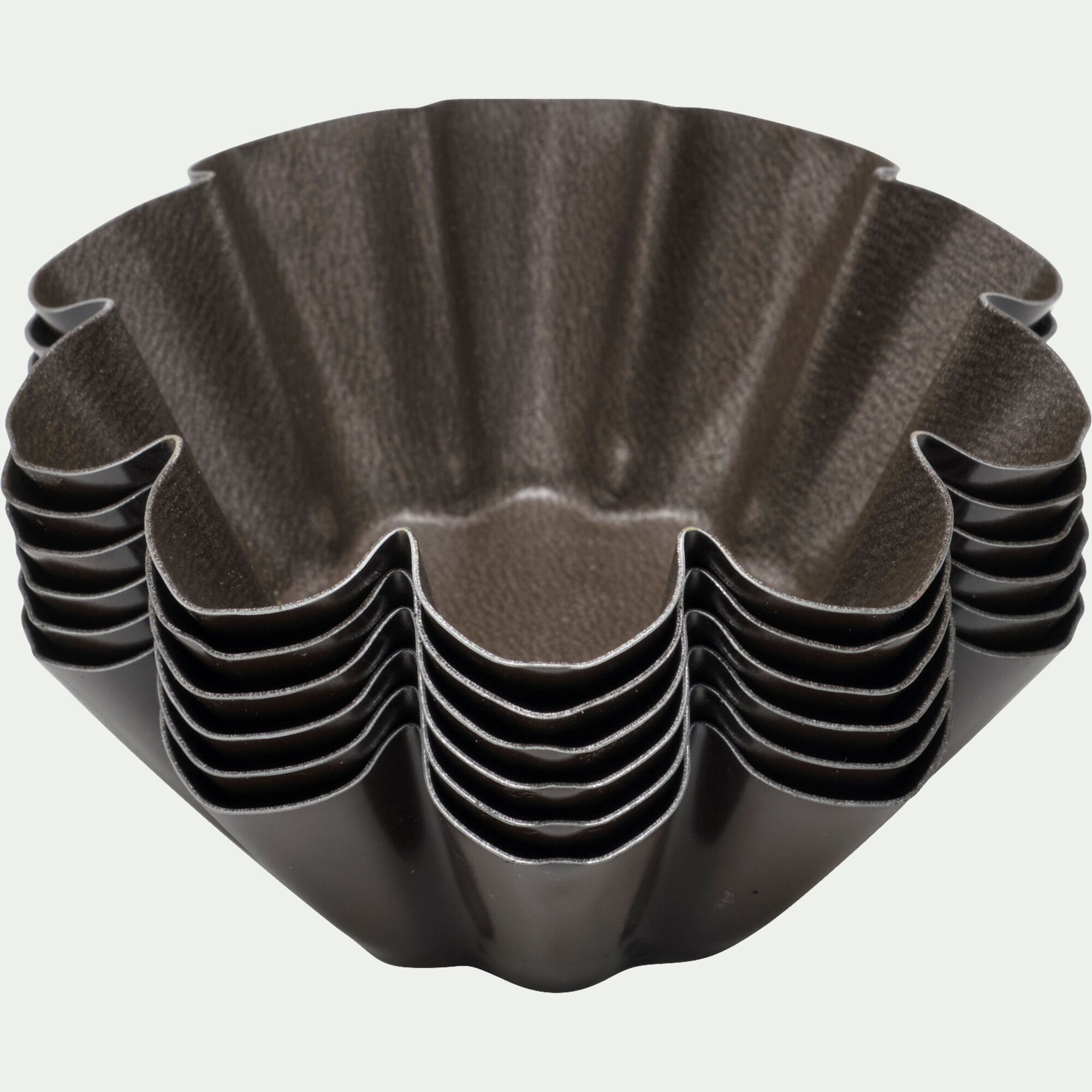 GOBEL - Lot de 6 moules à briochette en acier D8cm - marron
