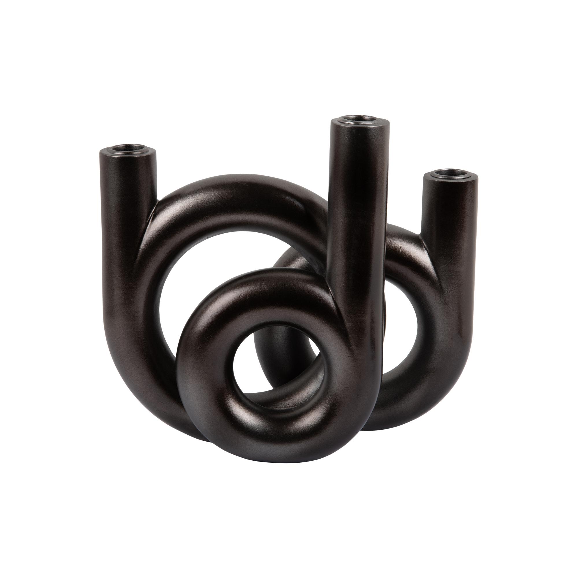 Present Time kandelaar Rings Medium - grijs - 18x12x20cm