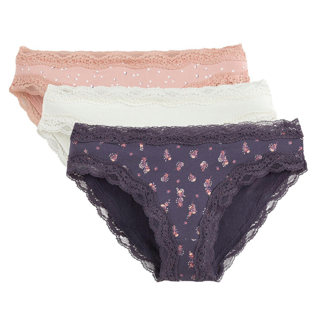 Lot de 3 slips en coton extensible