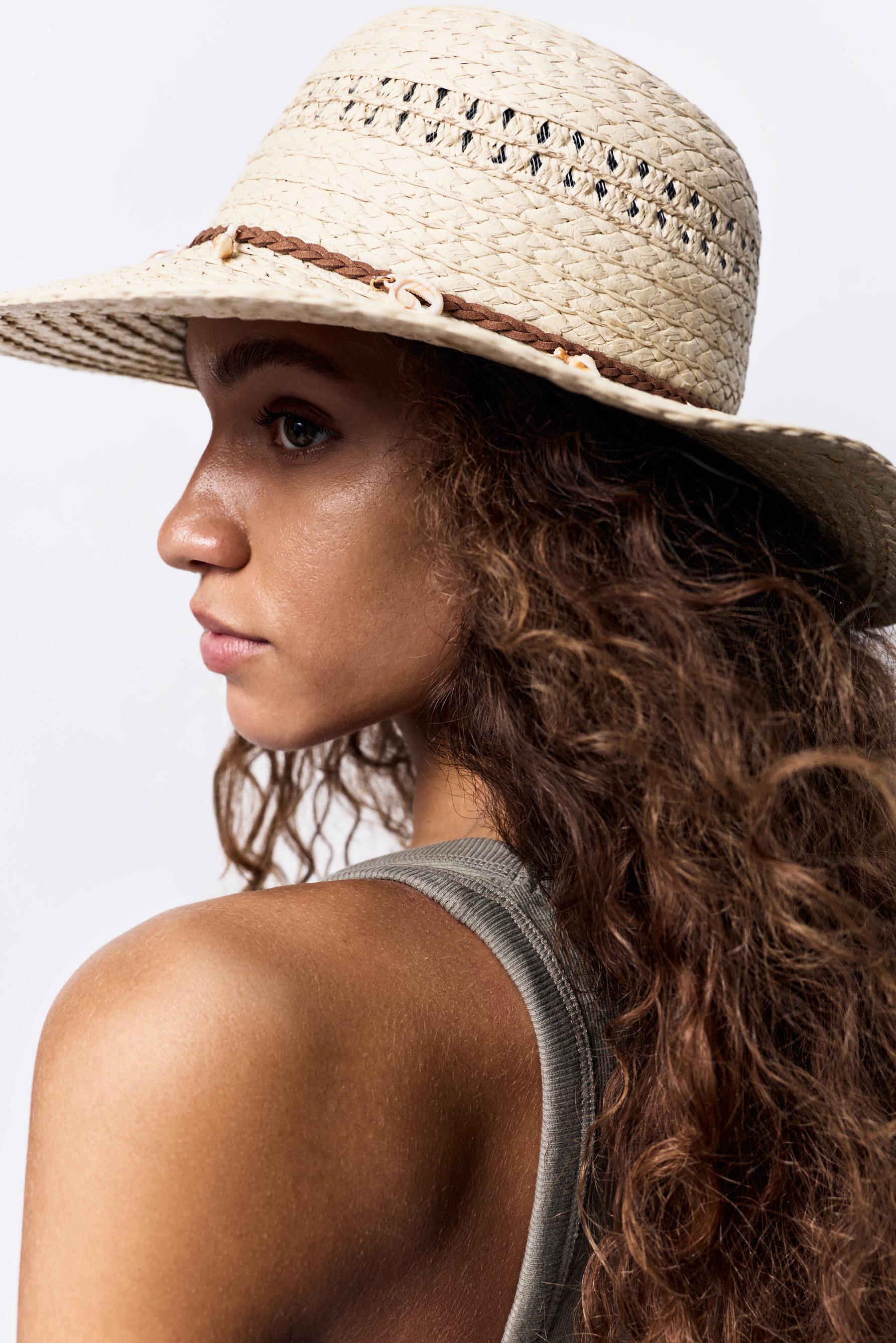 Sombrero abalorios efecto rafia