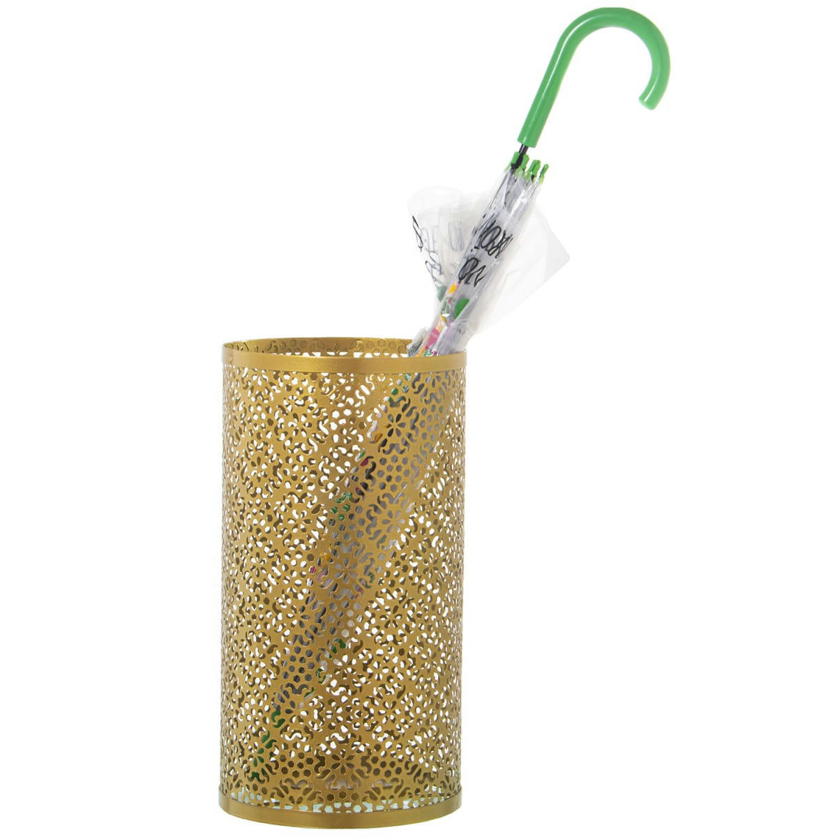 - Porte parapluie rond en métal ajouré doré 24x45cm