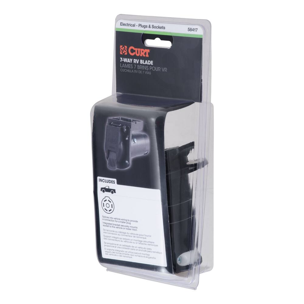 CURT 58417 7-Way Vehicle Connector Plug & Socket with Integrated Bracket