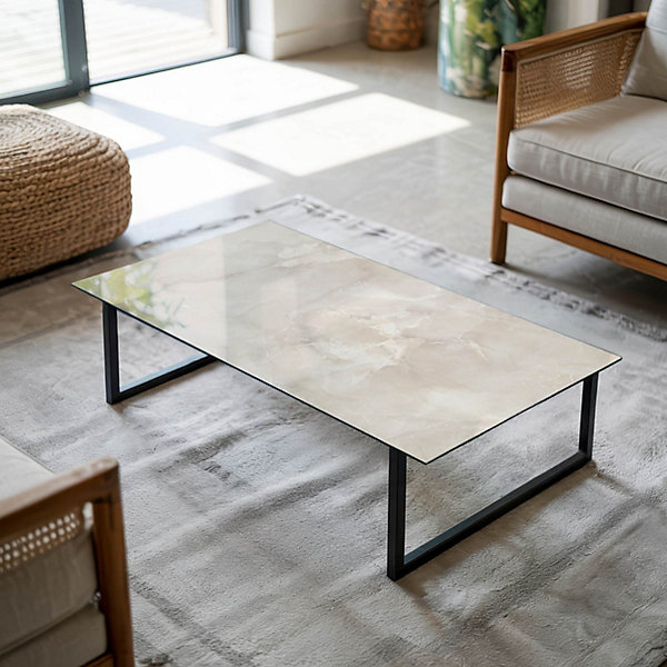 Dessus de table en verre trempé Wallfluent 140x70 cm Motif texturé de marbre