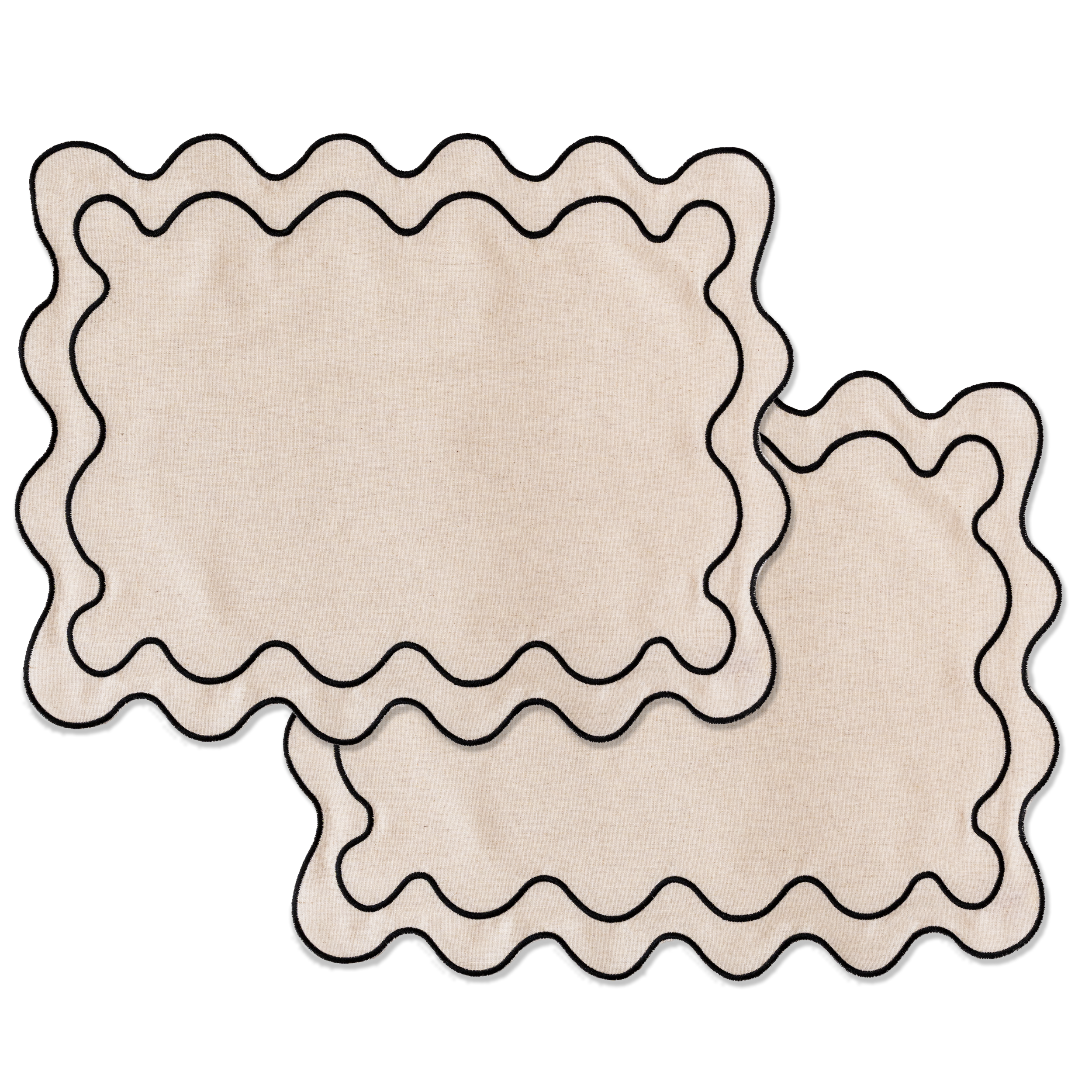 Kulu Club placemats Wavy - linnenmix - beige - set van 2