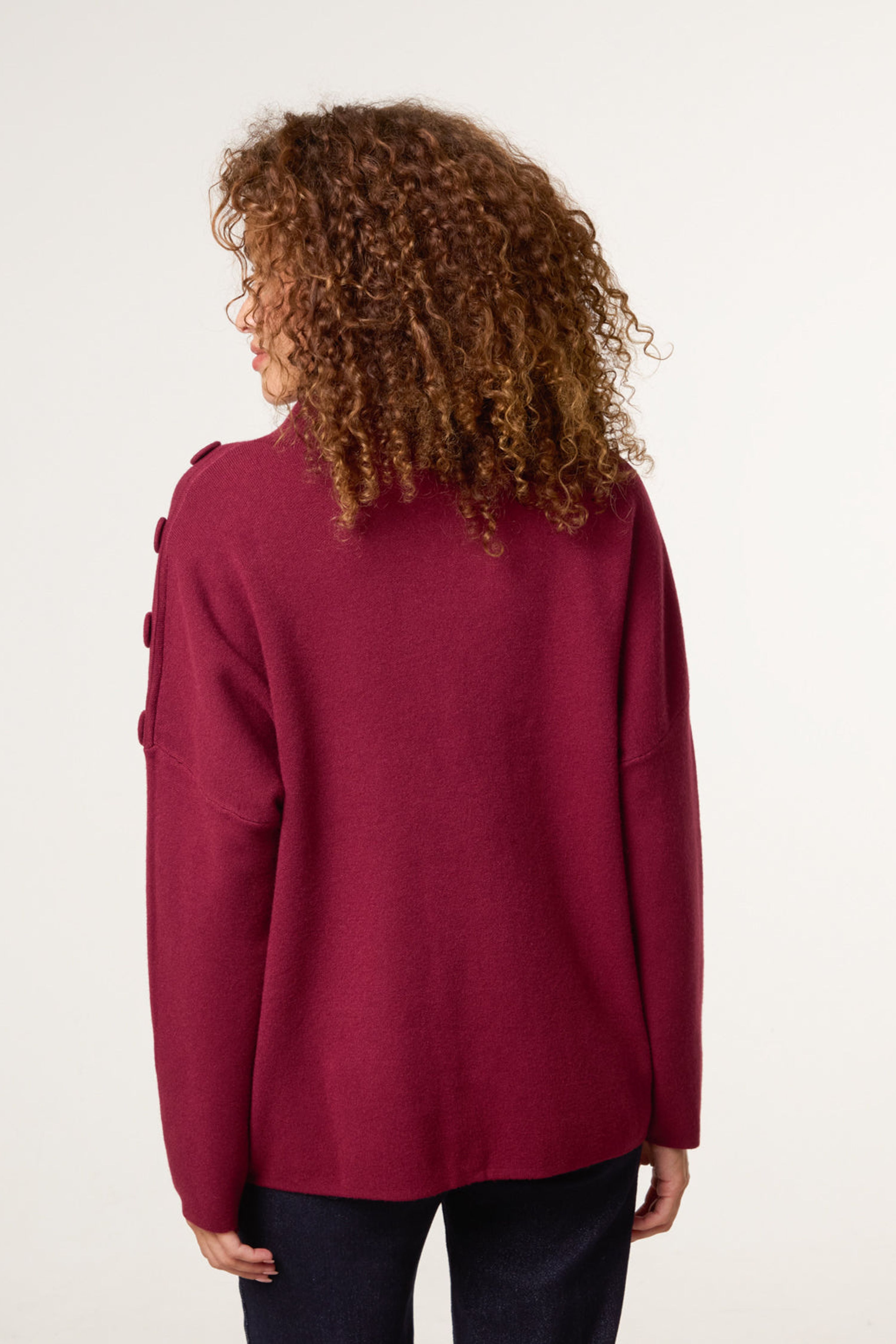 Blue Vanilla Red Button Shoulder Jumper