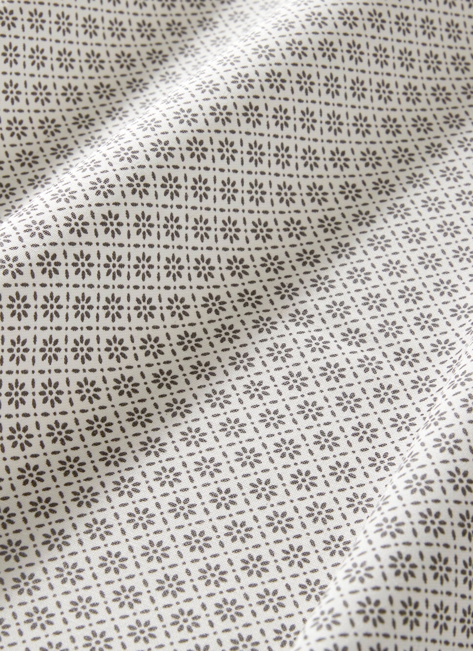 NAPPE RONDE EN COTON ENDUIT MOTIF FANTAISIE BLANC/GRIS