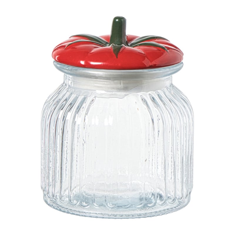 Voorraadpot tomaat - transparant/rood - 900 ml