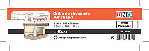 Grille de décompression avec précadre blanc 345 x 195 Autogyre