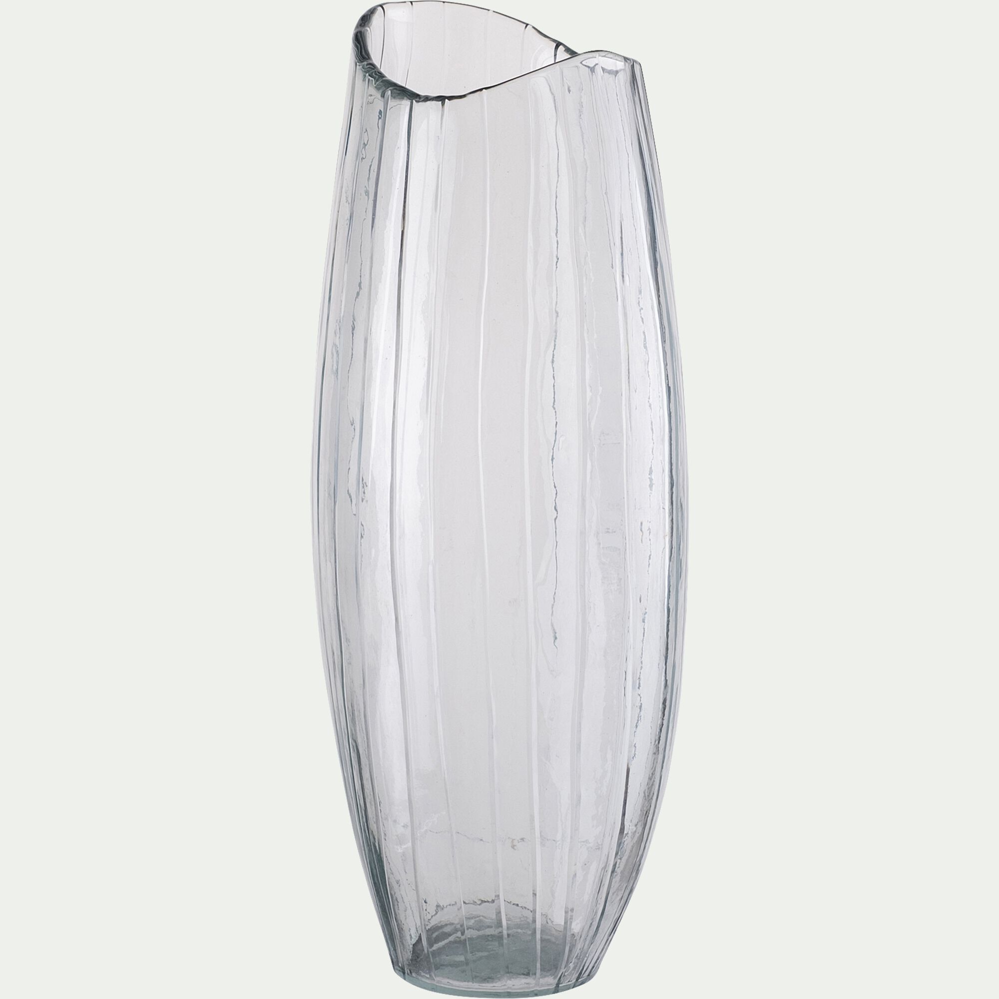SEPTEMES - Vase ovale strié en verre H47cm - transparent