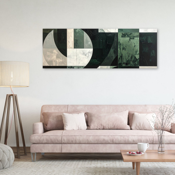 Obraz do salonu sypialni biura loftu, Zielona geometryczna 90x30