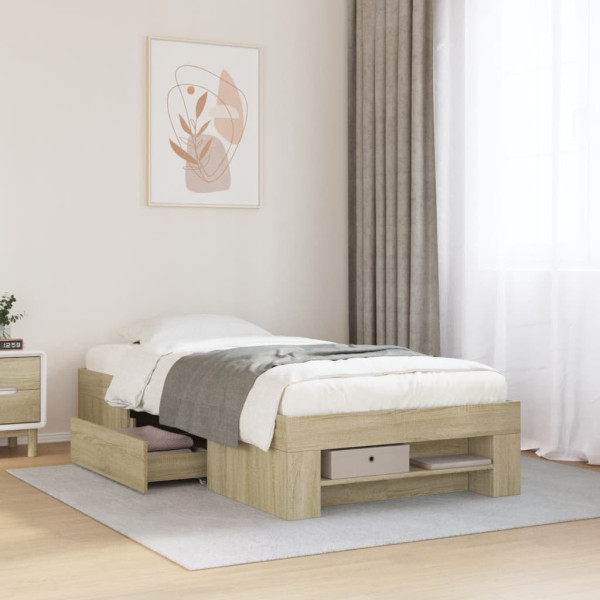 Łóżko Drewniane Rama Łóżka Sofa Brązowe Do Sypialni Pokoju 90x200 cm