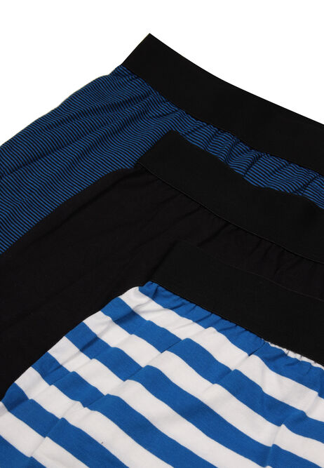 Mens 3pk Blue Stripe Loosefit Boxers