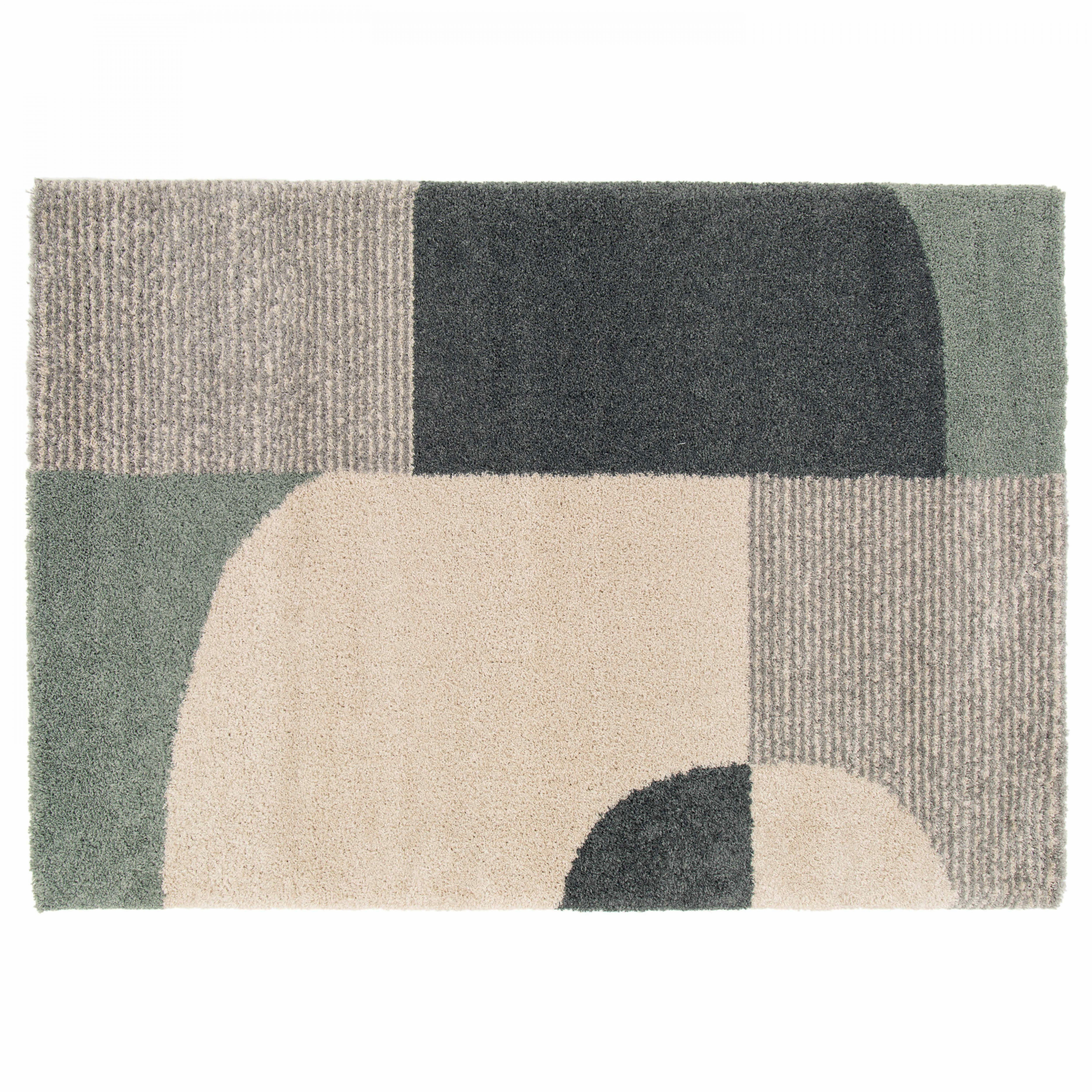 BARRY - Tapis rectangulaire motif géométrique à poils longs 160 x 230  cm