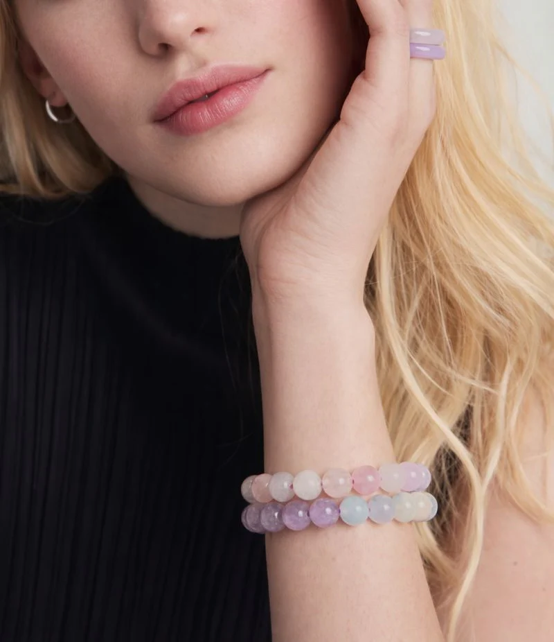Billie — Beaded Jade Stone Bracelet in Pink Multi