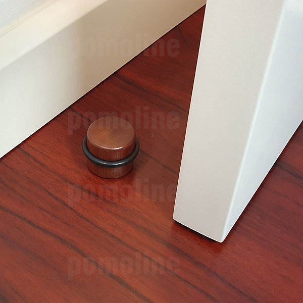 6 Un. Butée de porte adhésive en bois de sapelli naturel - Diamètre 37MM