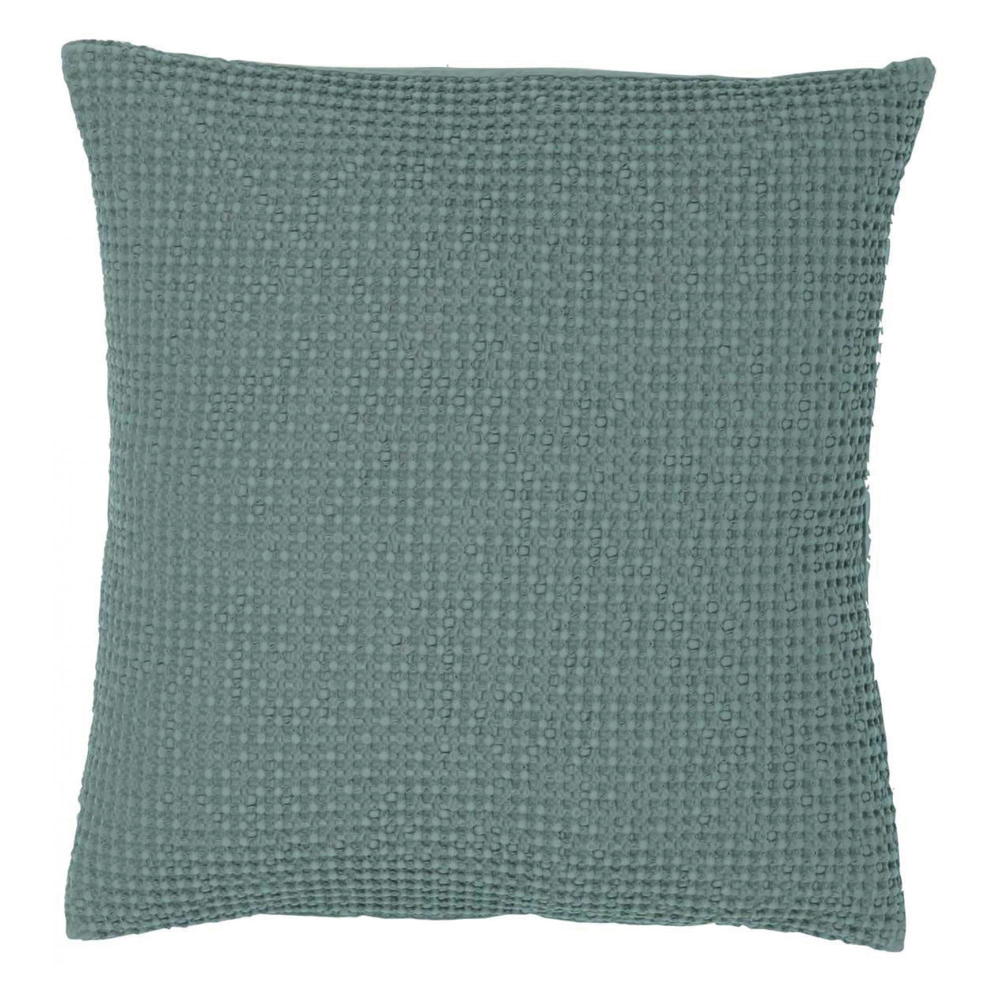 MAIA - Coussin  en coton vert de gris 45 x 45