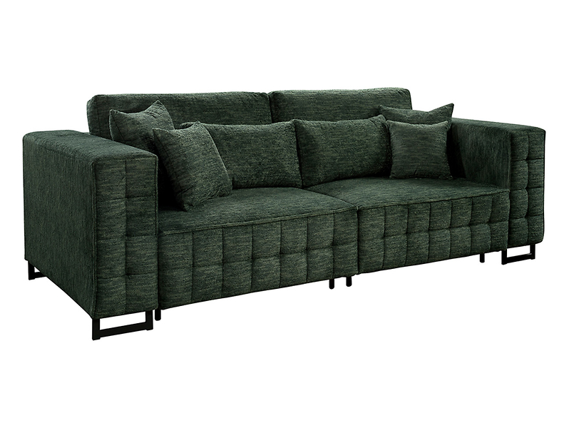 Sofa trzyosobowa Chiron z funkcją spania i pojemnikiem zielona