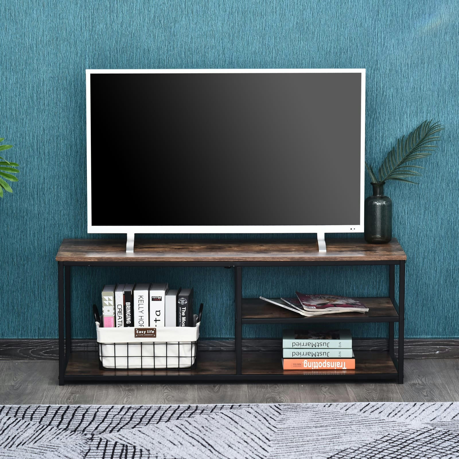 - Meuble TV design industriel 2 étagères