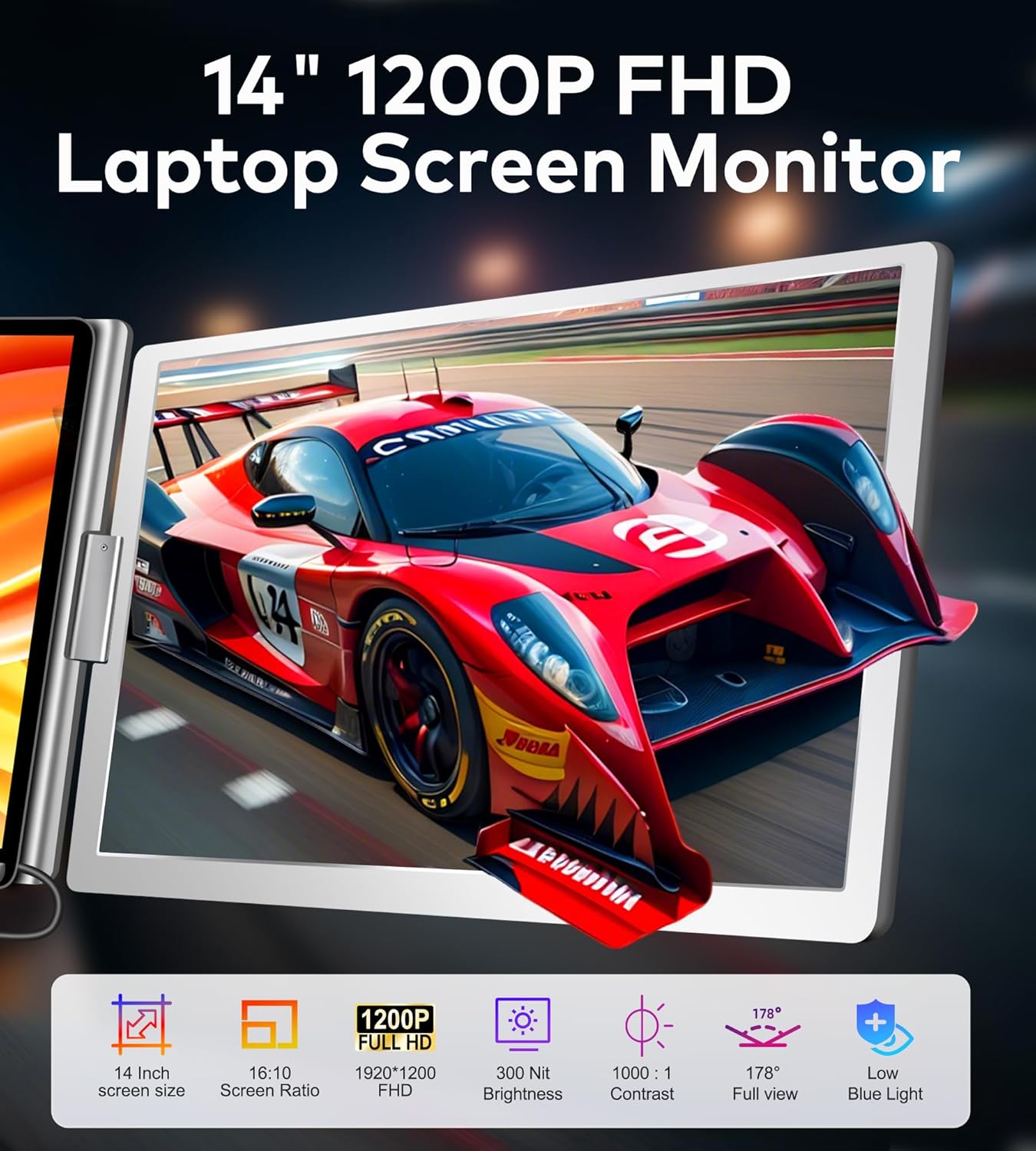 FOPO 14 Laptop Screen Extender  FHD 1200P IPS Monitor Extender  Just 1 Cable for 3 Screens Quad Monitor  Triple Extender for 12-17.3 Laptops  Compatible with Windows 10/11 and Mac M1/M2/M3