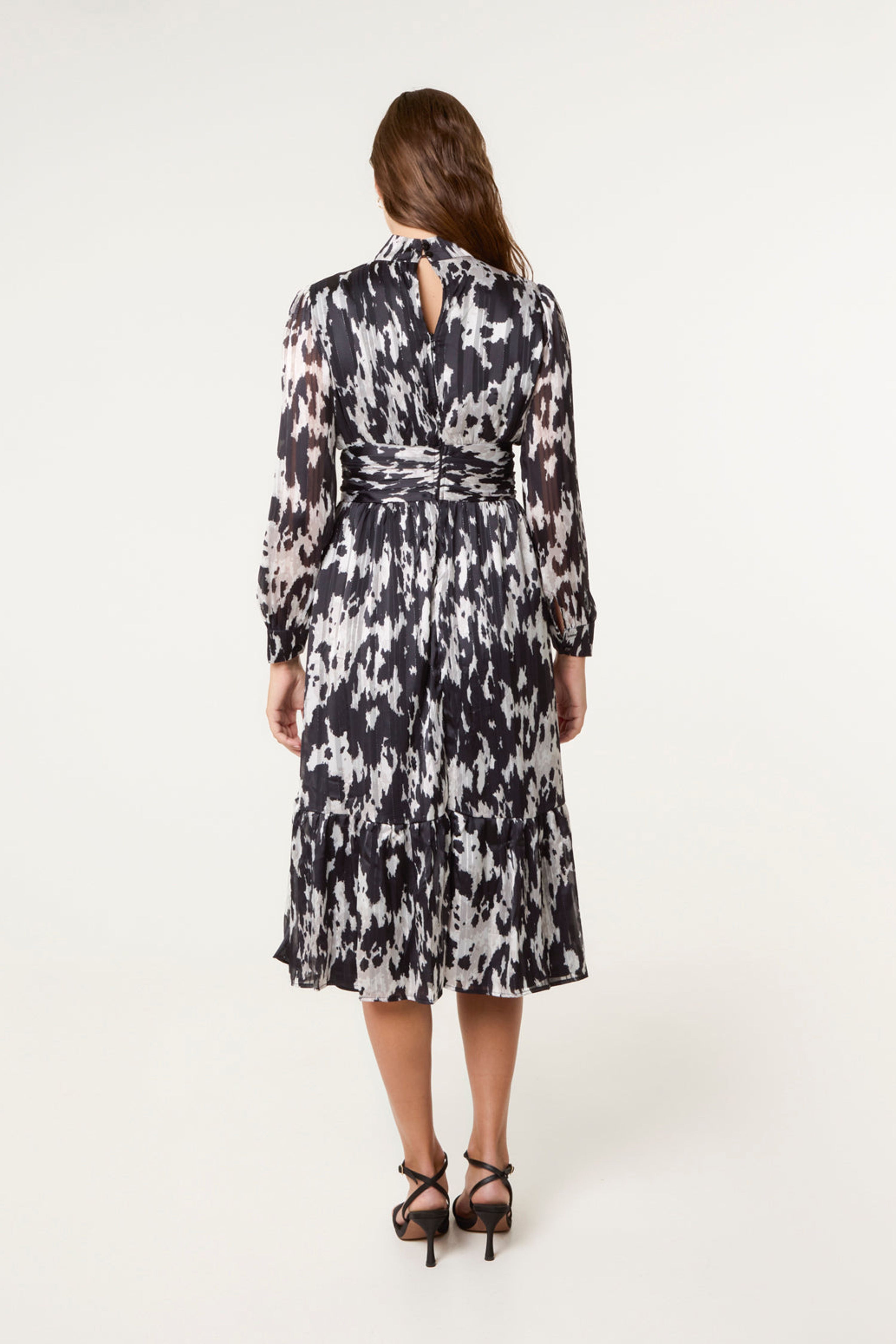 Blue Vanilla Black High Neck Midi Dress