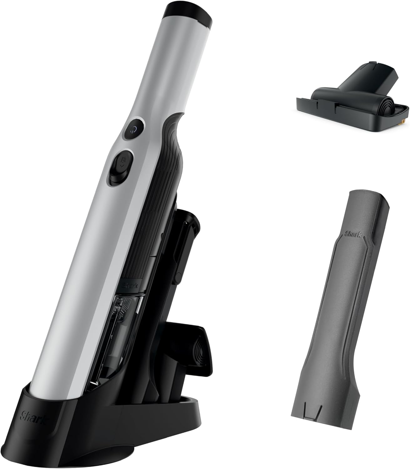 Shark WANDVAC Cordless Hand Vac, Lightweight, Versatile and Portable at 1.4 lbs., Powerful Suction, Charging Dock, One-Touch Empty, NEW Furfins Tool & Crevice Tool for Pet & Home, Gray, WV201WH