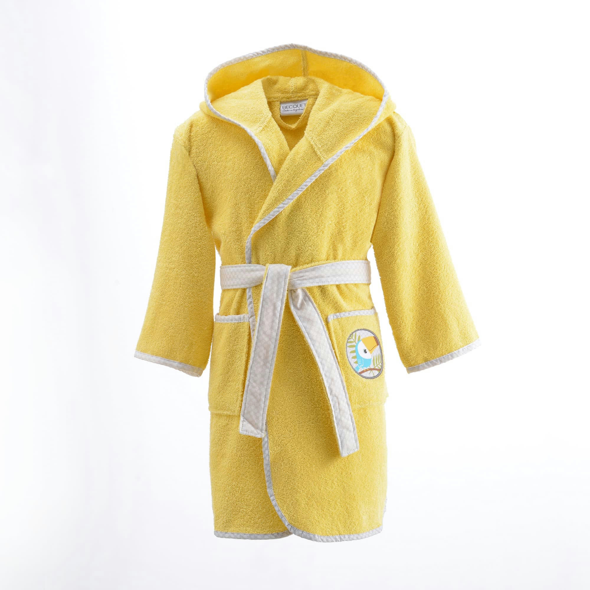 PETITES BETES - Peignoir enfant jaune 8 ans en coton