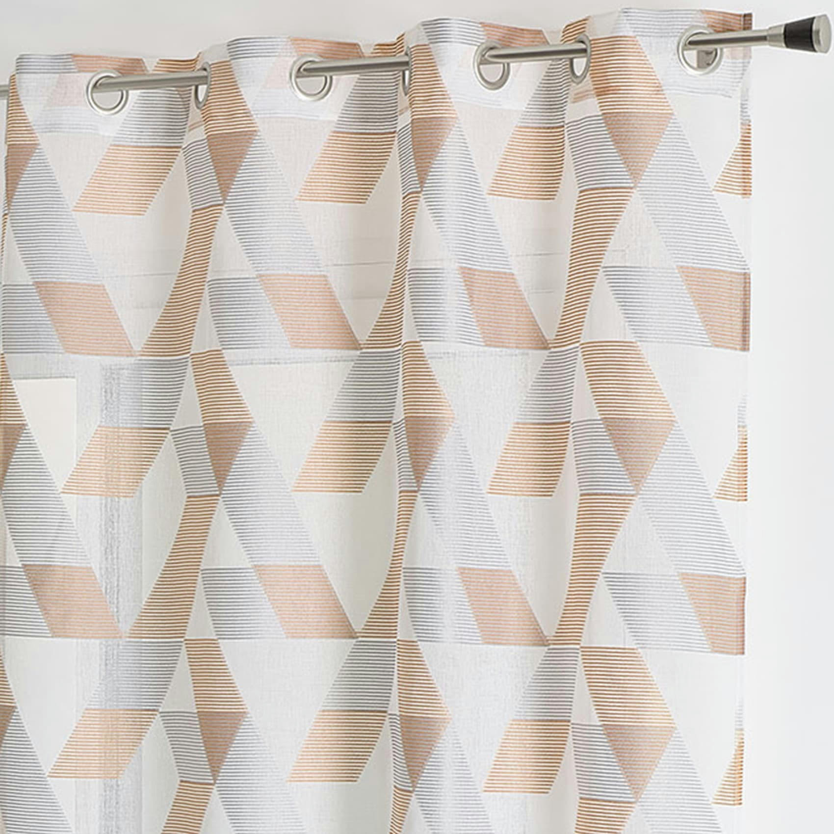 - Voilage à jacquard géométrique polyester orange 140x240 cm