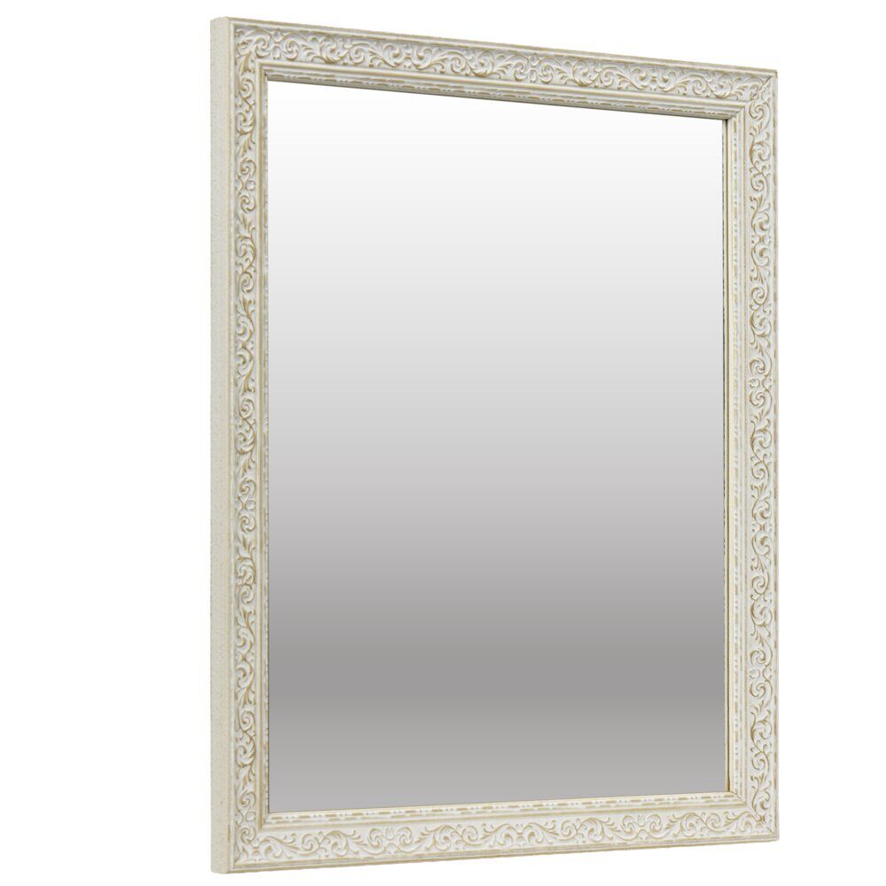 Miroir bord bois et verre modèle Eugénie blanc 40x50cm