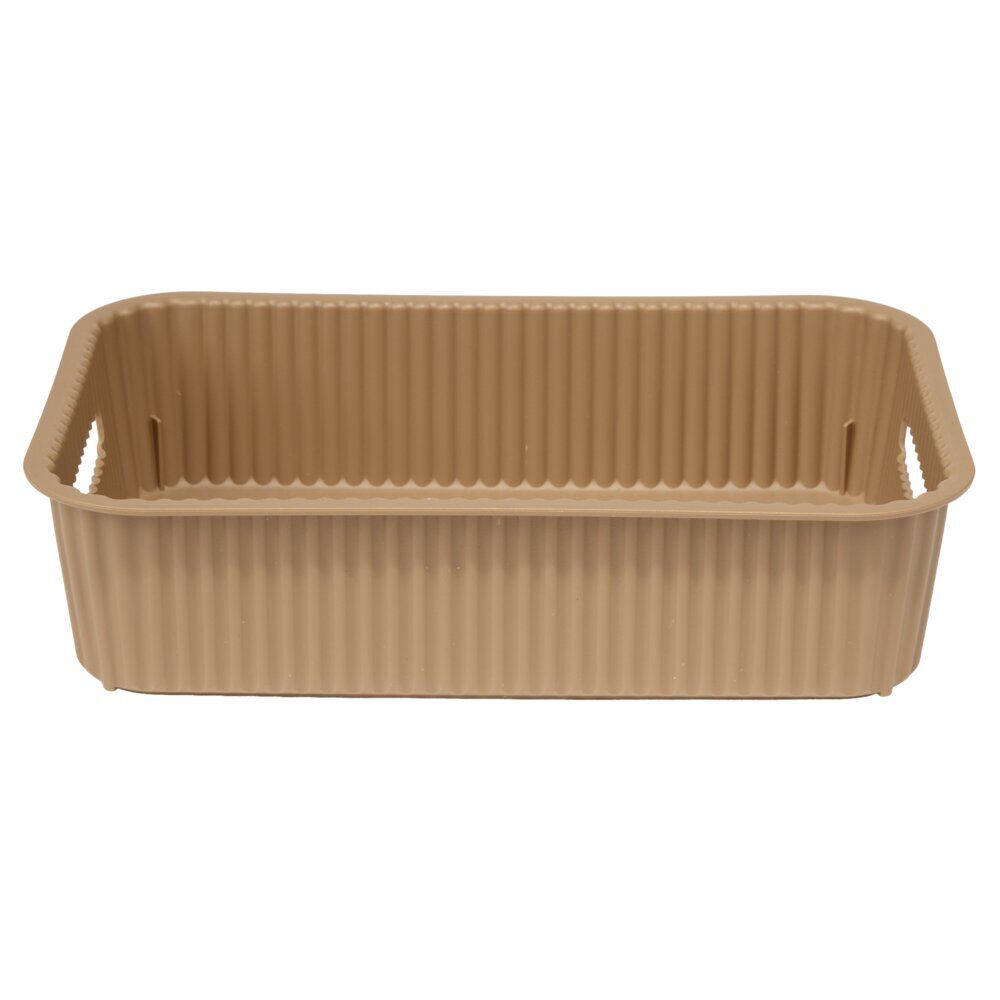 Panière de rangement 2L rectangulaire plastique marron 25,5x17xH6cm