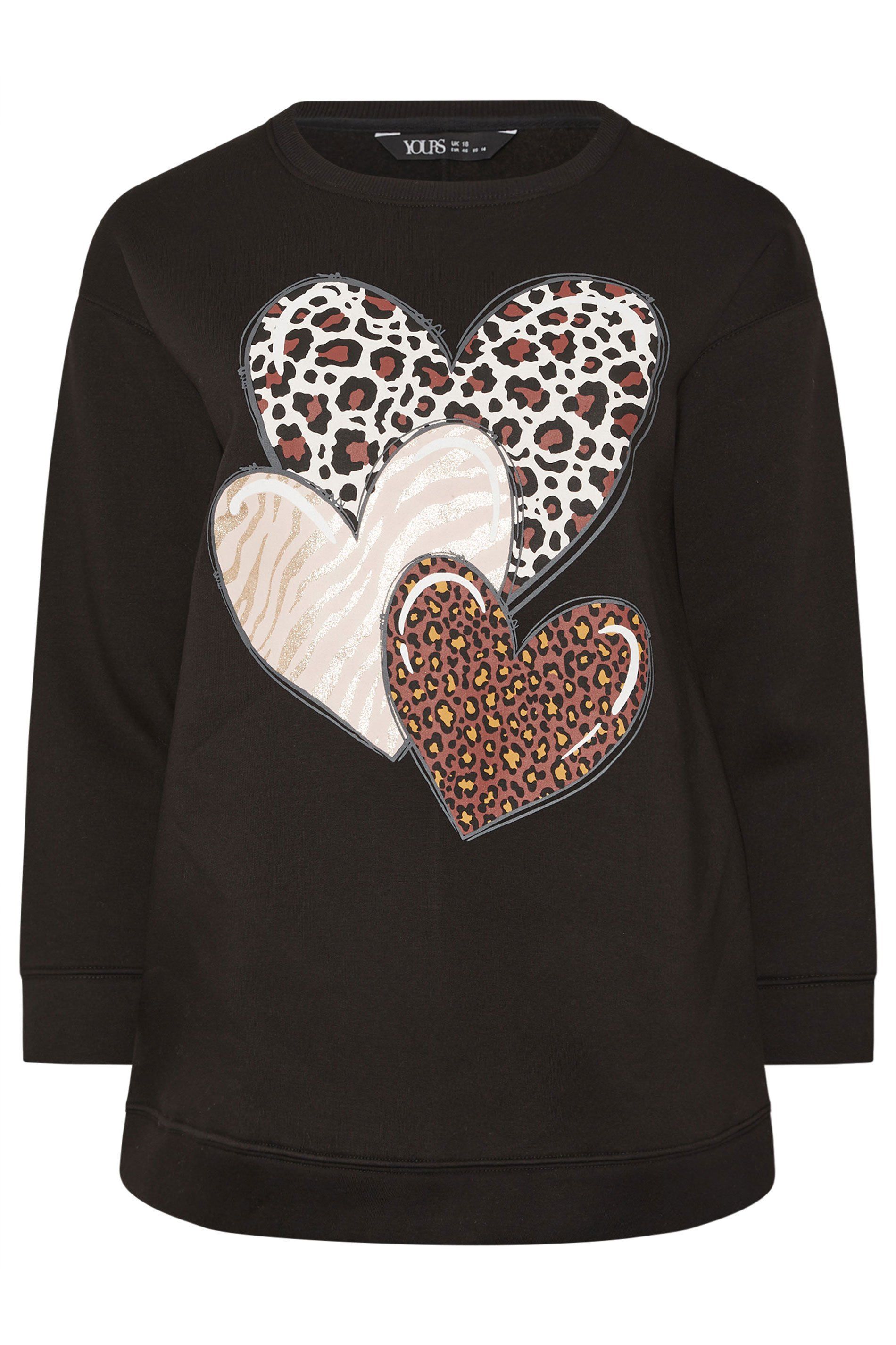 Yours Leopard Print Heart Sweatshirt