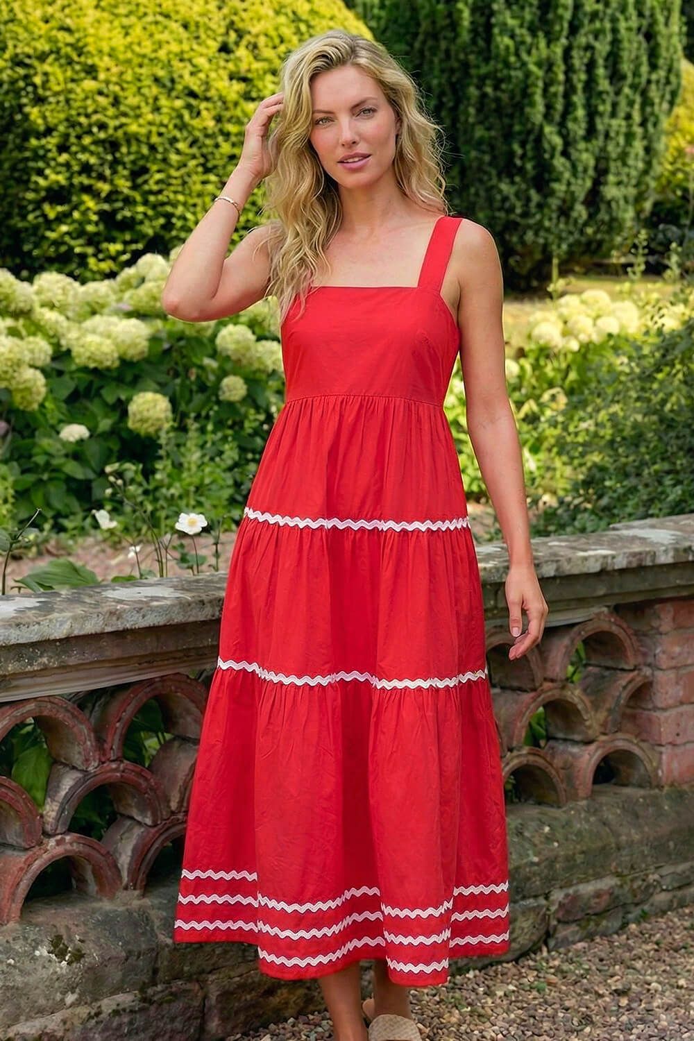 Roman Ric Rac Tiered Midi Dress