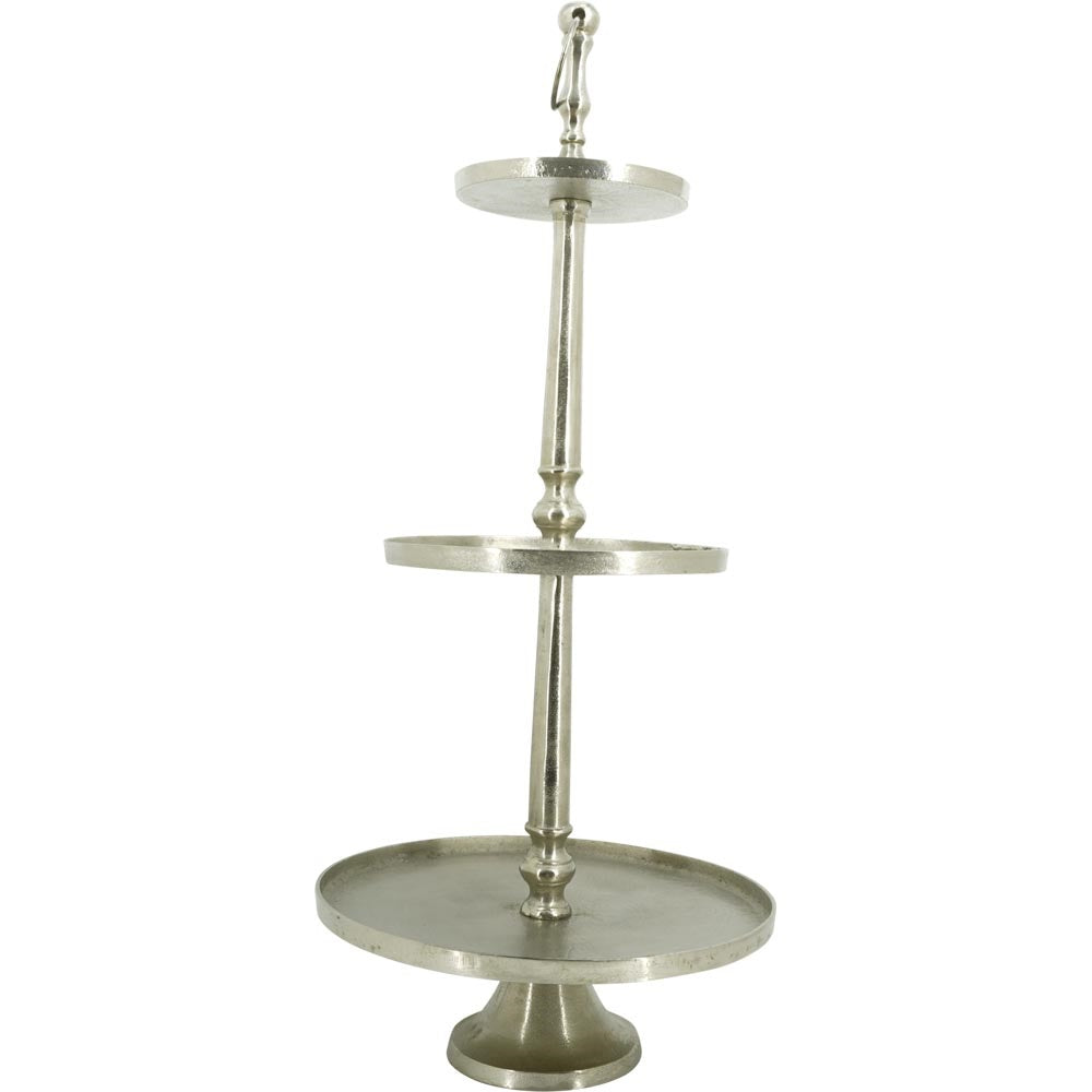 Lesli Living etagère Brush - zilver - Ø41x89cm