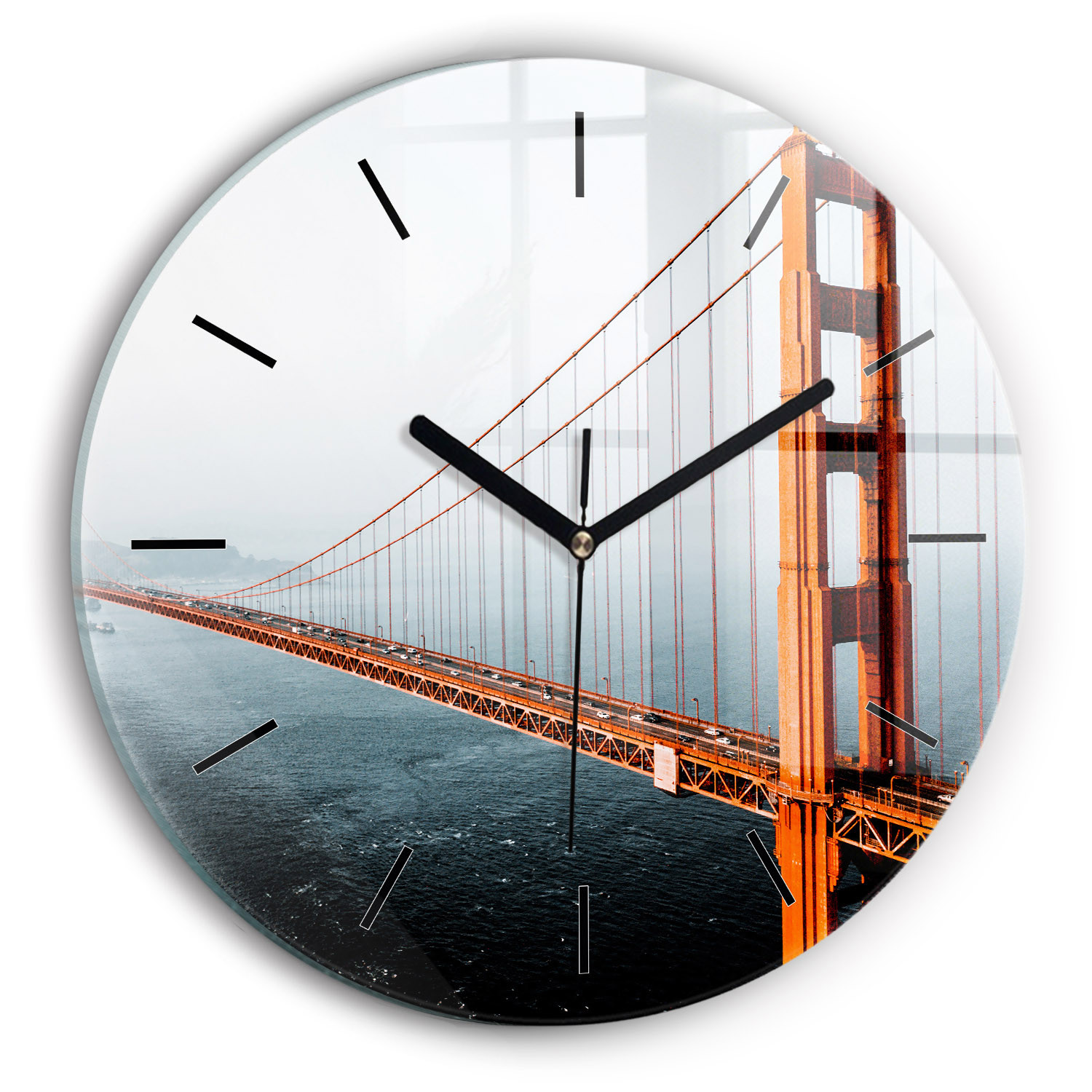 Ścienny Zegar szklany ozdobny Most Golden Gate fi30