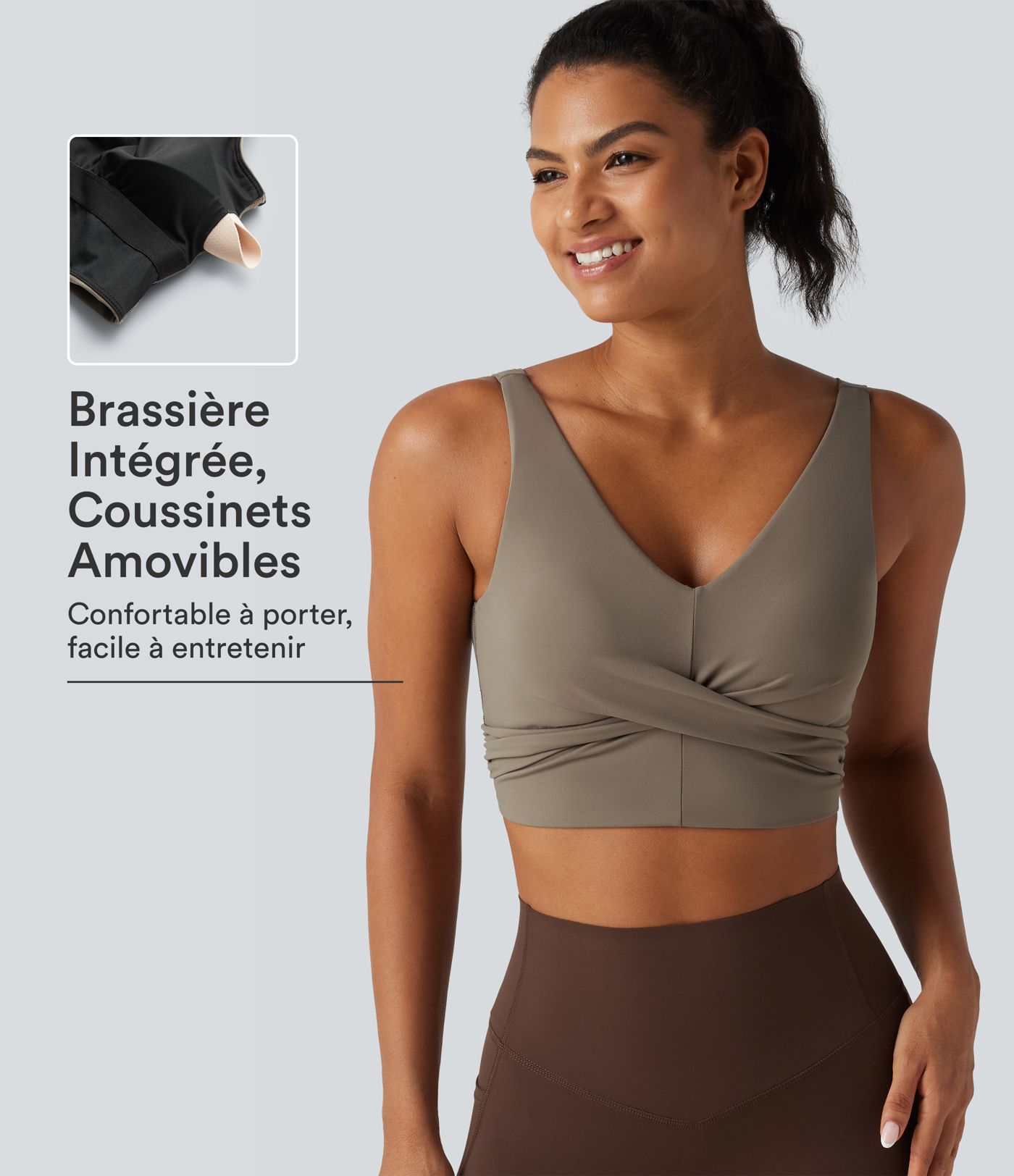 Brassière de running Halara UltraSculpt™ à maintien moyen, design croisé et coussinets amovibles