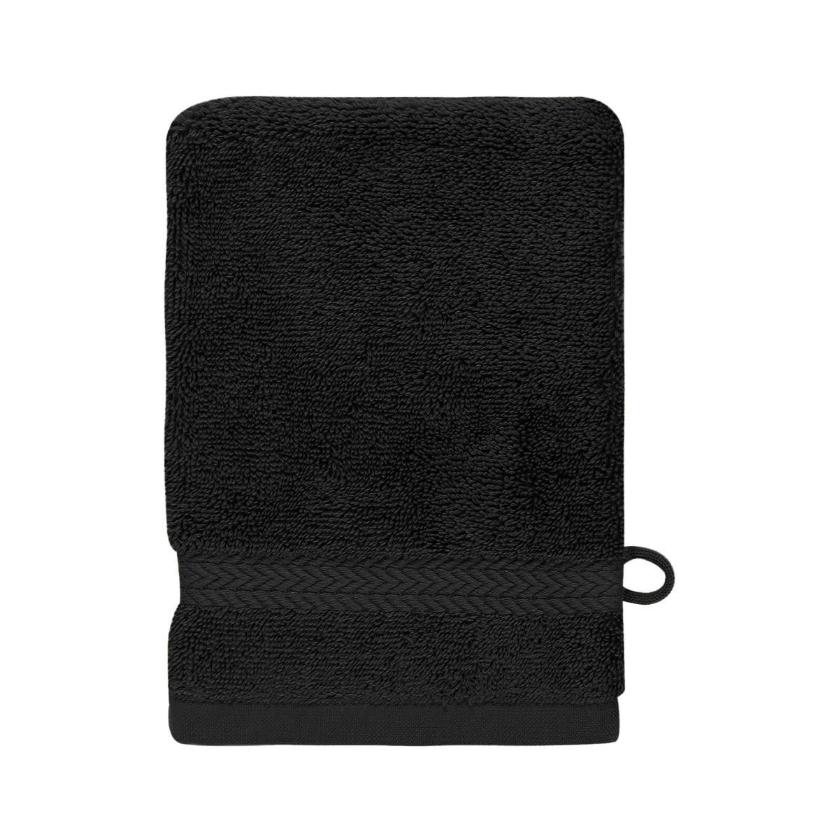 LUXURY - Lot de 3 gants de toilette 550gr/m²  noir 16x22 cm