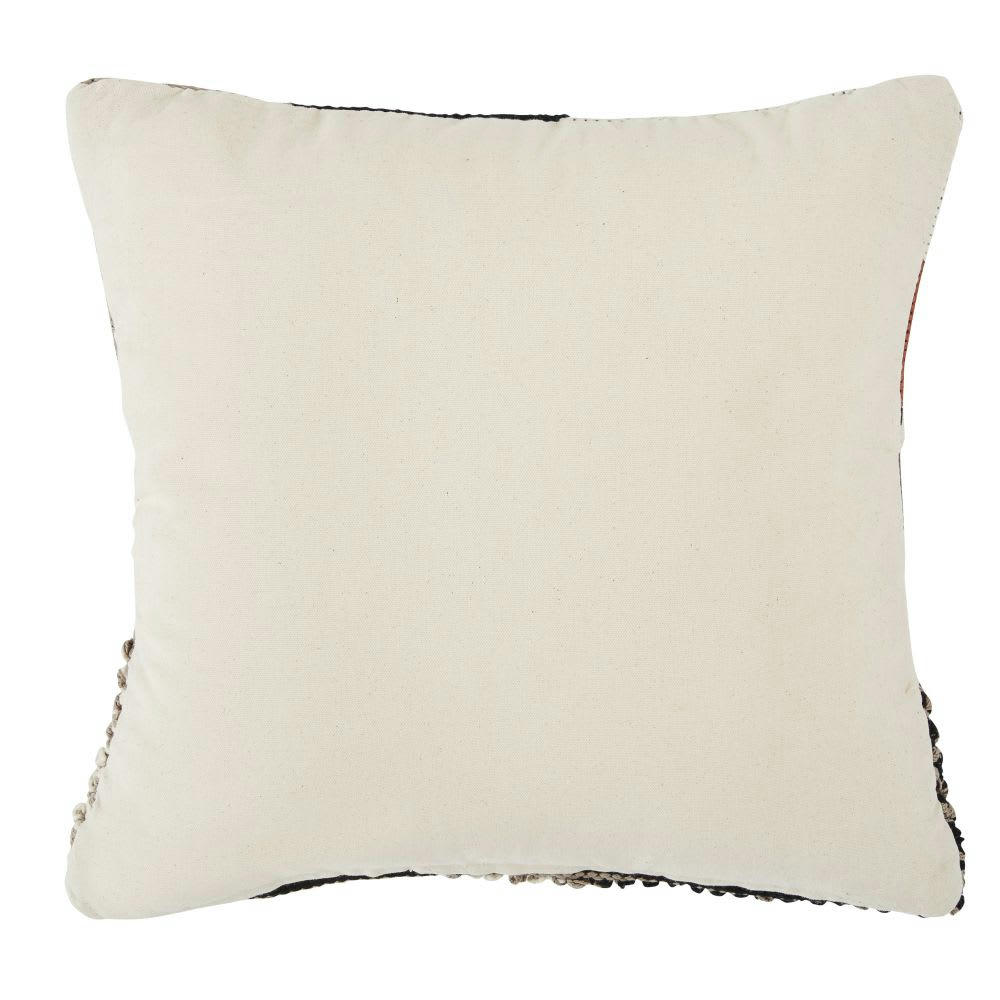 KIMIA - Coussin en coton tissé et brodé terracotta, écru et noir 45x45