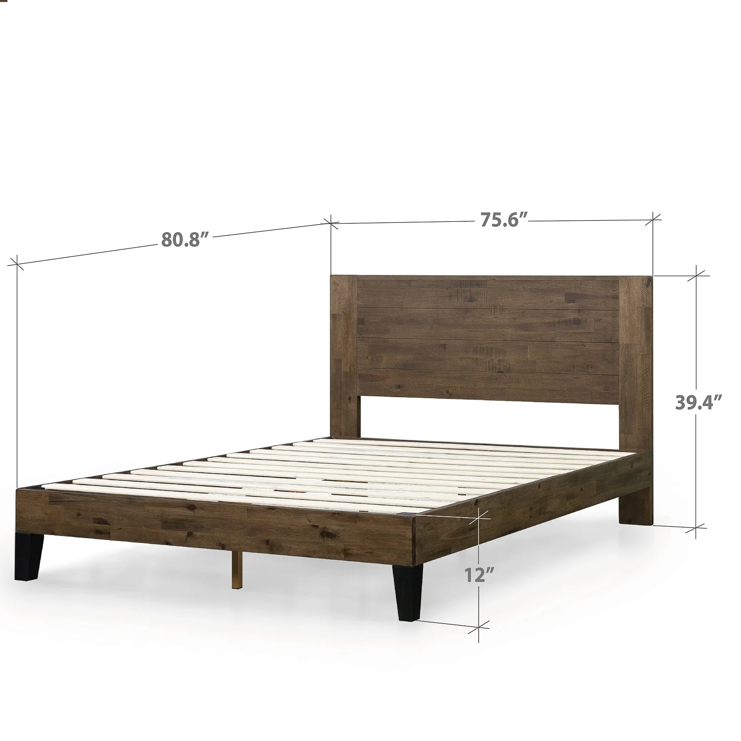 Priage by ZINUS Brown Wood Platform Bed Frame with Headboard