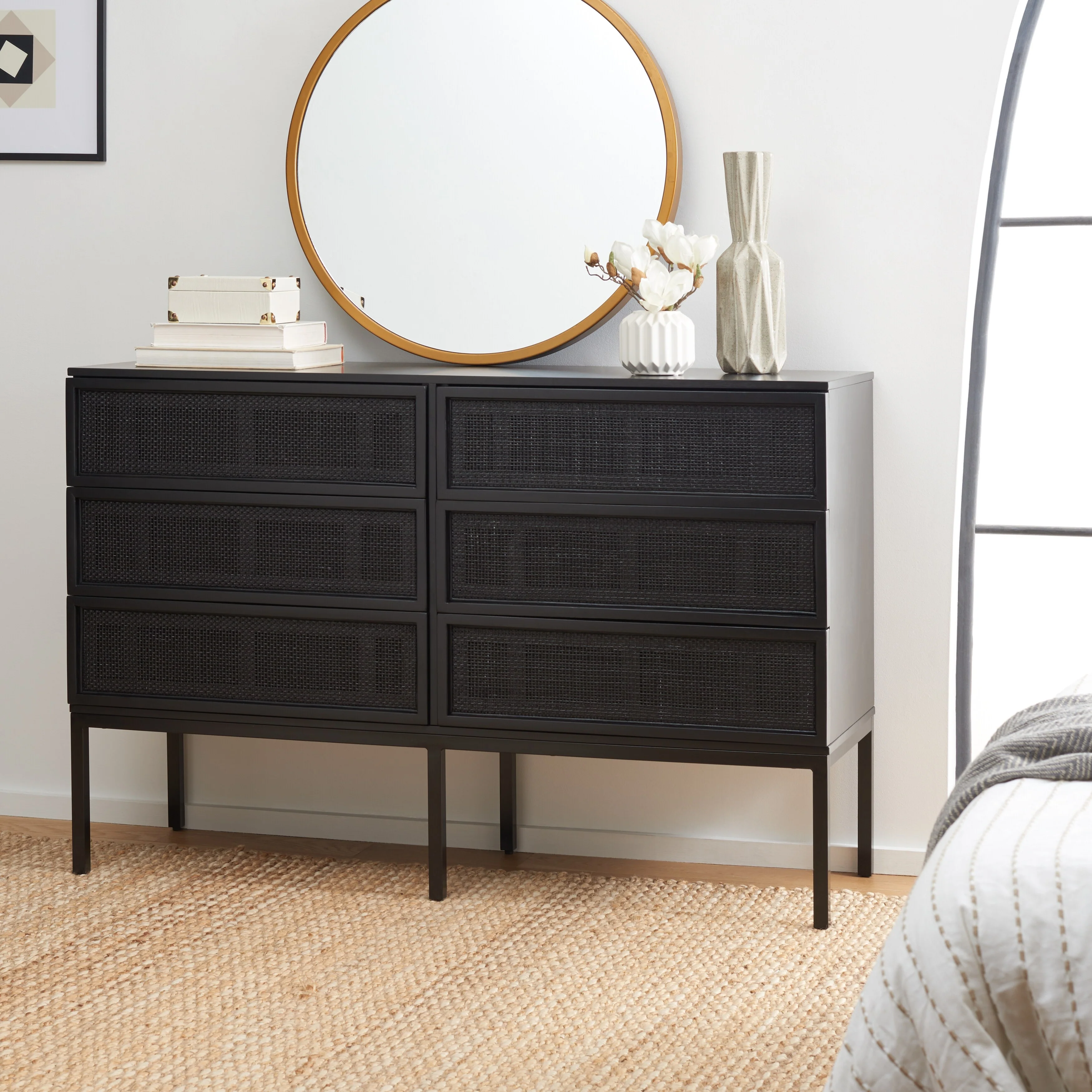 SAFAVIEH Audrey 6 Drawer Rattan Dresser
