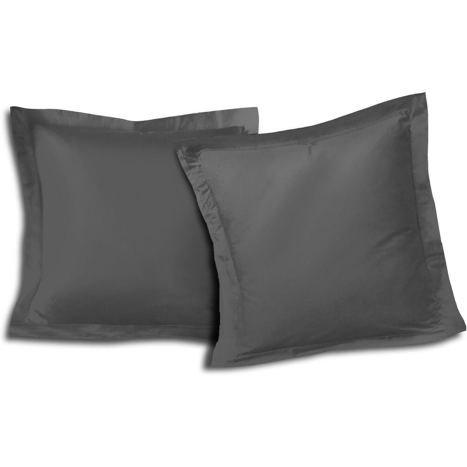 - Taie d'oreiller en coton gris 65x65