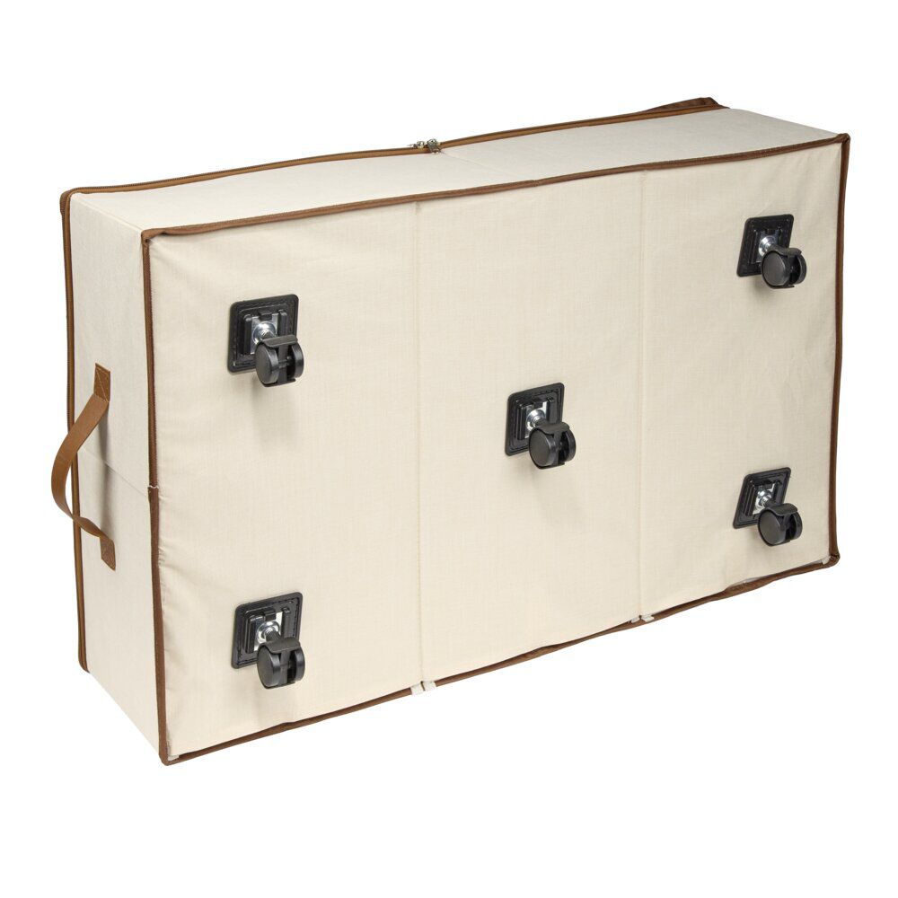 Panière rangement dessous de lit 63L à roulettes beige et marron 70x43xH21,5cm