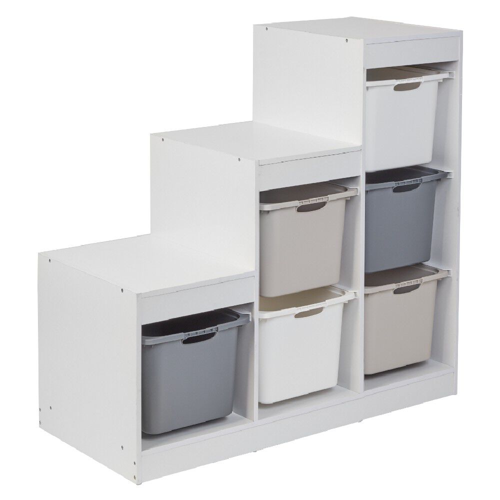 Meuble de rangement casiers escalier bois blanc