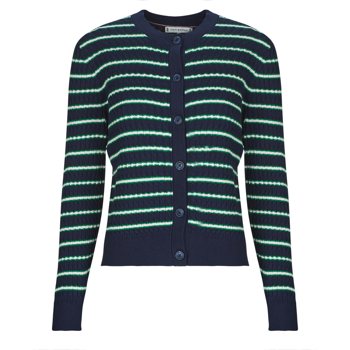 Tommy Hilfiger - CO CABLE FINE GG C-NK LS CARDI - Marine / Green