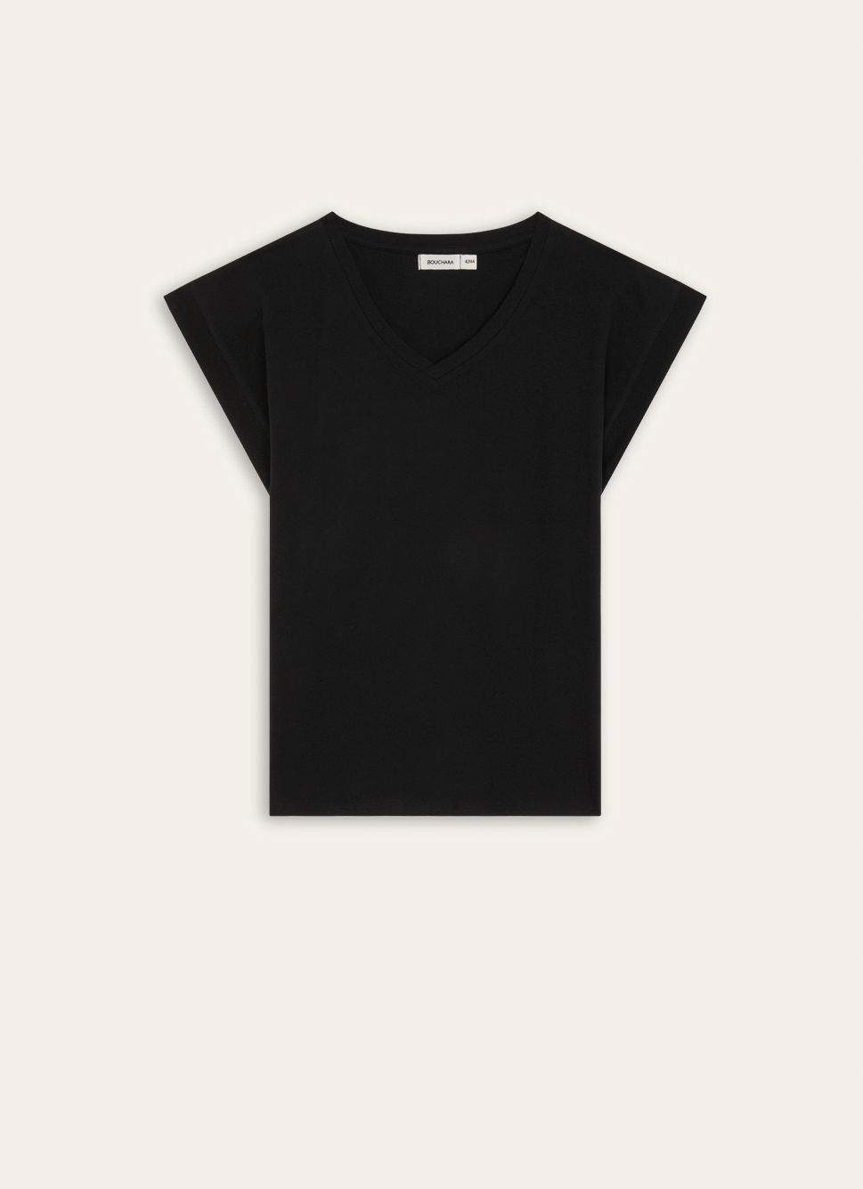 TEE SHIRT MANCHES COURTES COL V EN COTON Noir