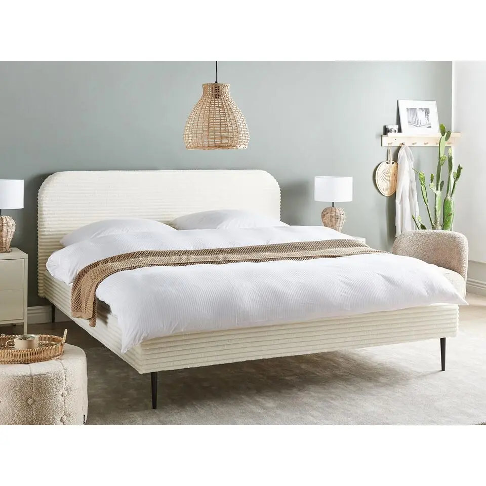 FLAYAT - Tweepersoonsbed - Gebroken wit - 180 x 200 cm - Corduroy