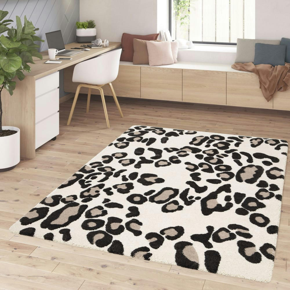 ANGOLA - Tapis contemporain à motif léopard multicolore 160x230 cm