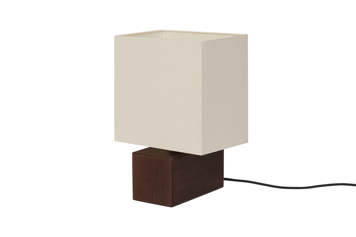 noo.ma Zam tafellamp - geometrisch, hout en textiel, Cocoa Brown