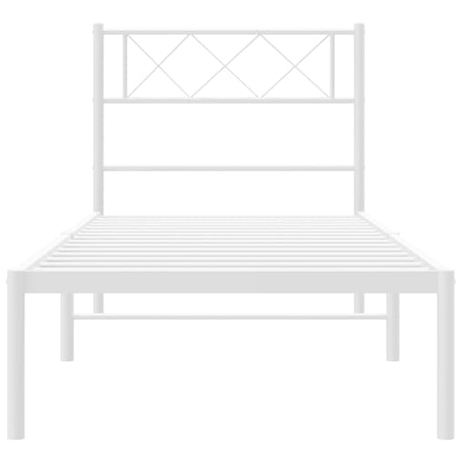 NNEVL Metal Bed Frame with Headboard White 107x203 cm